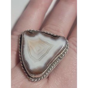 Native AMERICAN AGATE HIPPIE TRIANGLE BIKER RING!
